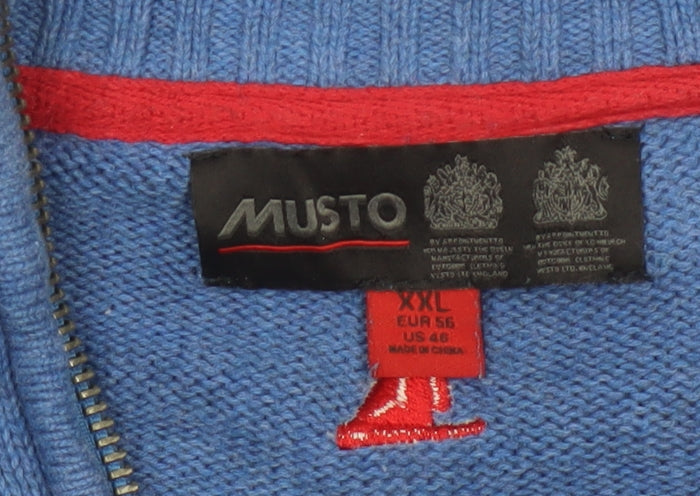 Musto Men’s Blue XXL Quarter Zip Cotton Nautical Knit Jumper