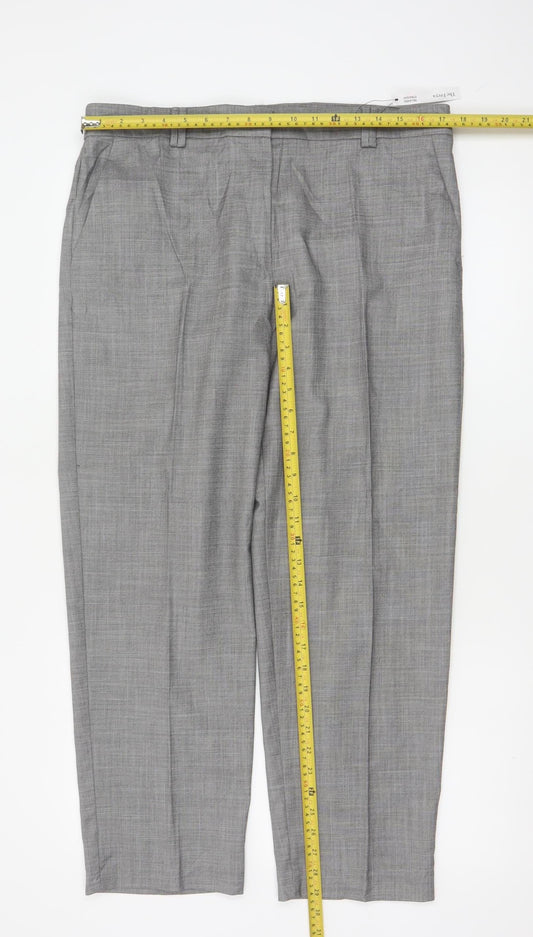 M&S Women Grey Size 14 Freya Relaxed Straight Tailored Trousers