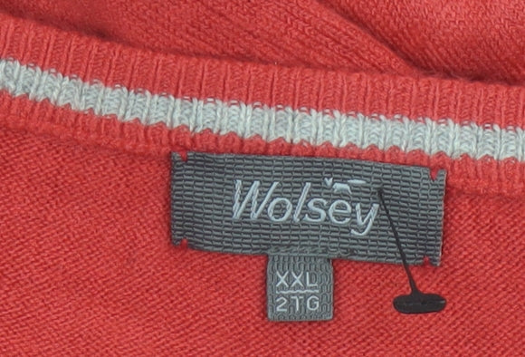 Wolsey Men’s Red 2XL V-Neck Acrylic Knit Pullover Jumper