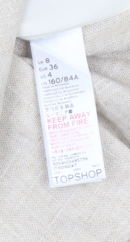 Topshop Women's Beige UK 8 Linen Blend Double-Breasted Blazer Jacket