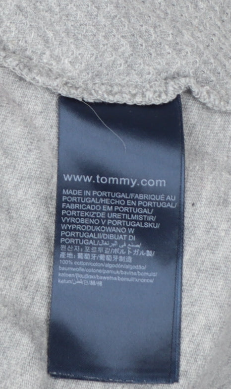 Tommy Hilfiger Men Grey L V-Neck Stripe Logo T-Shirt
