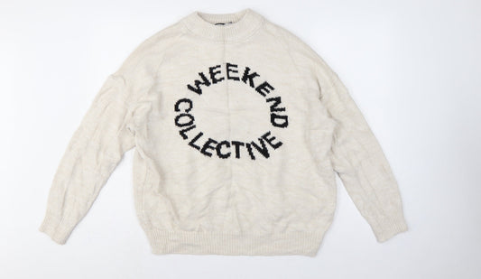 Additional front view of ASOS Design Women Ivory UK 8 Weekend Chunky Knit jumper