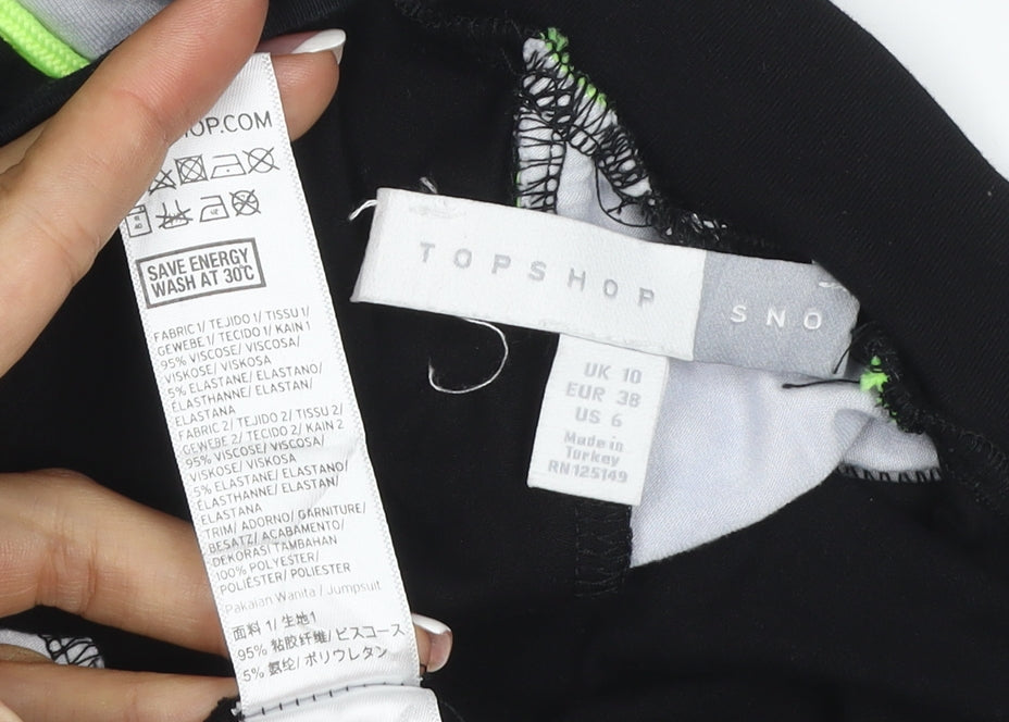 Topshop SNO Womens Black Colourblock Jersey Jumpsuit UK 10