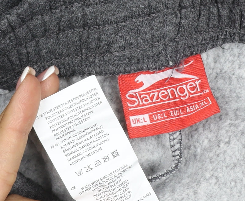 Slazenger Men's Grey L Fleece Sweatpants Elastic Waist Track Trousers
