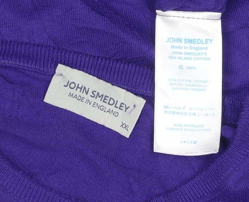 John Smedley Men Purple XXL Sea Island Cotton Crew Neck Pullover Jumper