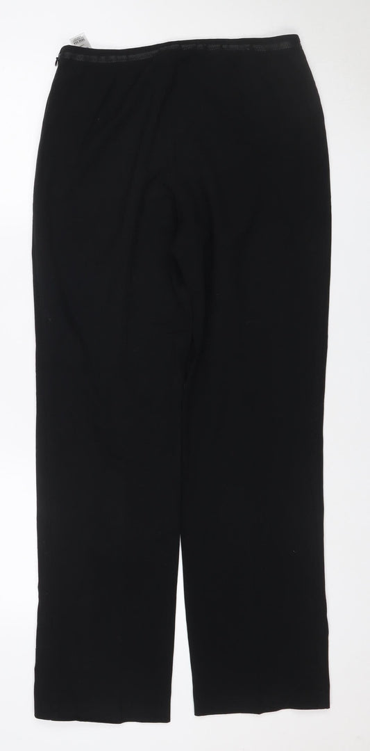 Marks and Spencer Women Black UK 12 Long Wide-Leg Stretch Trousers