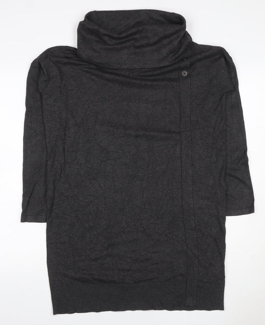 Phase Eight Women’s Grey Cowl Neck Button Tunic Jumper Size 14