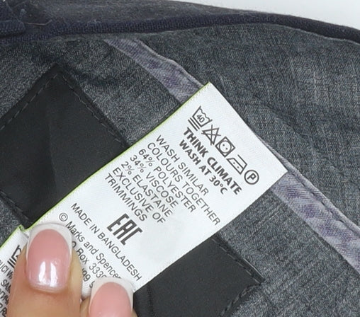 M&S Men’s Black 36W 33L Tailored Straight Dress Trousers Stretch
