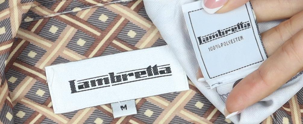 Lambretta Men’s M Brown Geometric Print Short Sleeve Polo Shirt
