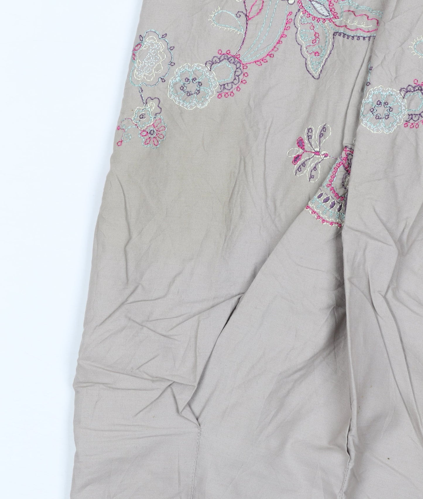 Marks & Spencer Women Beige UK 18 Floral Embroidered A-Line Skirt