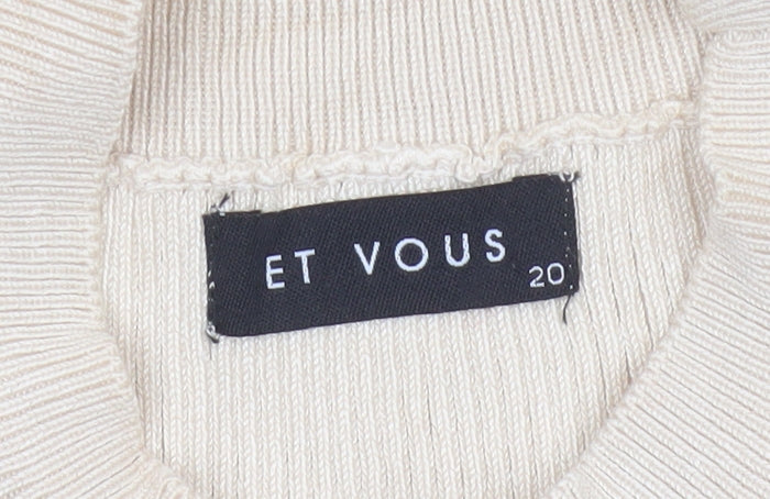 Et Vous Women Ivory Size 20 Ribbed Mock Neck Sleeveless Knit Tank Top