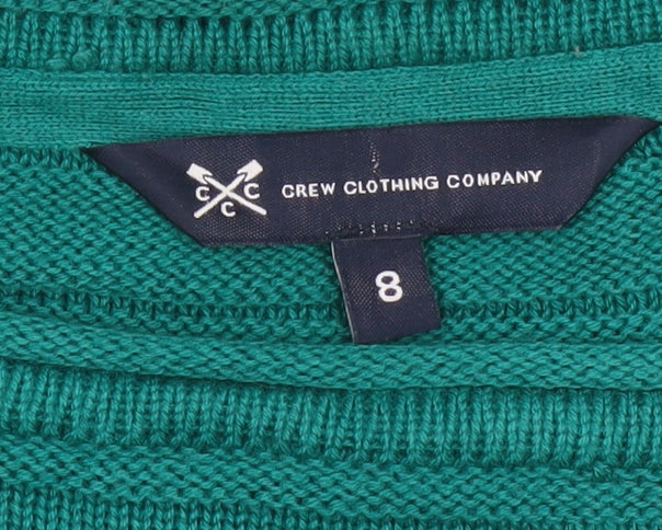 Crew Clothing Company Women Green Size 8 Crew Neck Textured Knit Jumper