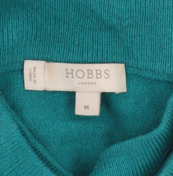 Hobbs Women Green M Merino Cashmere Roll Neck Knit Pullover Jumper