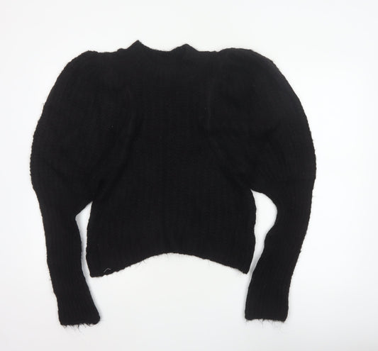 Additional front view of ASOS Women Black UK 8 Cable Knit Mock Neck jumper
