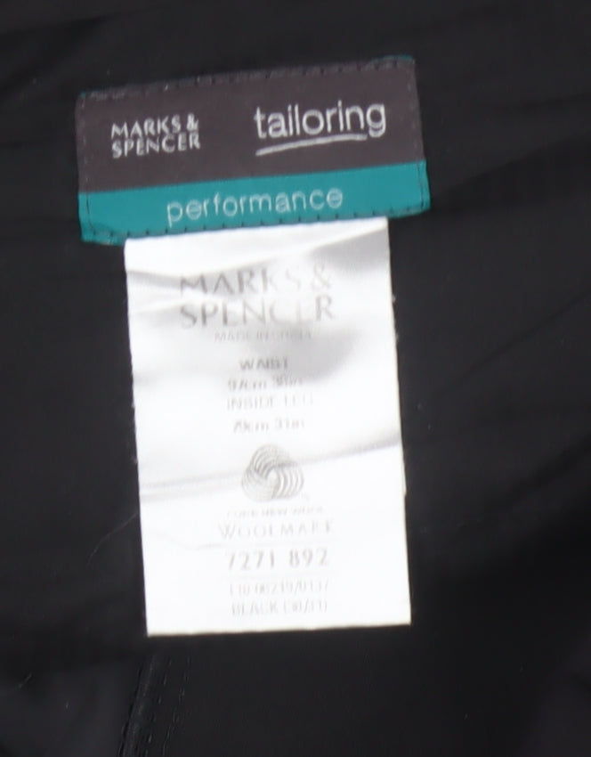 Marks and Spencer Men Black 36in Wool Tailoring Performance Dress Trousers