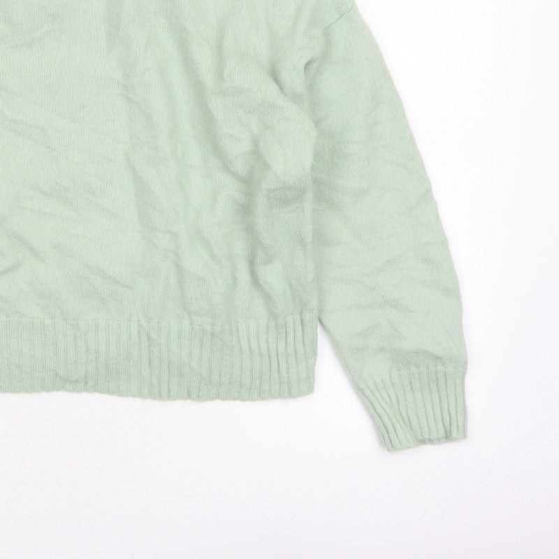 Jaeger Women’s Green M Mock Neck Raglan Knit Pullover Jumper