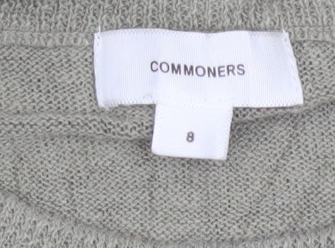 Commoners Women’s Green Linen Crew Neck Knit Pullover Jumper Size 8