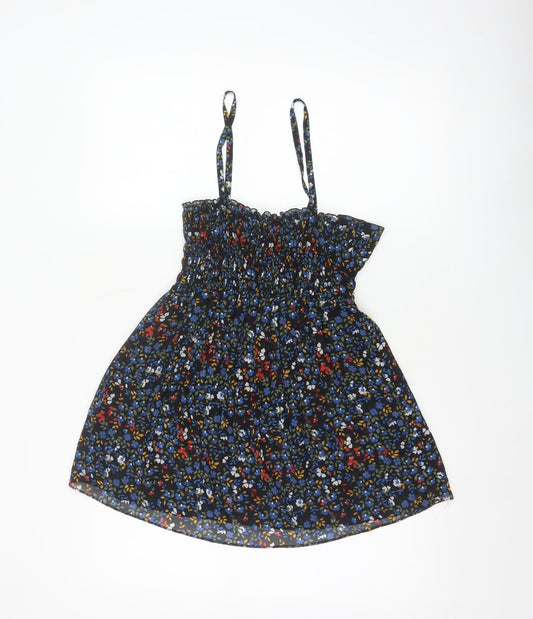 Zara Basic Women Multicoloured UK 12 Floral Smocked Camisole Tank Top
