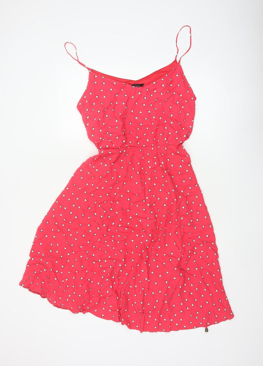 New Look Women’s Red Heart Print Long Fit & Flare Dress UK 14
