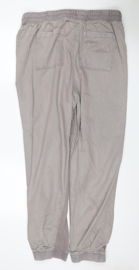Marks & Spencer Women Grey Size 18 Regular Lyocell Cotton Jogger Trousers