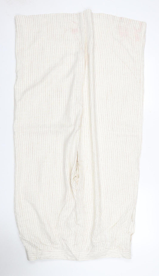 Marks and Spencer Women Ivory Stripe Wide Leg Trousers UK 18 Regular