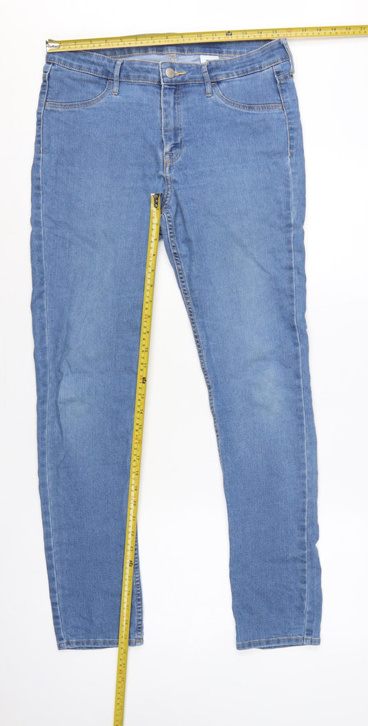 H&M Women Blue UK 14 Skinny Ankle Mid Rise Stretch Jeans