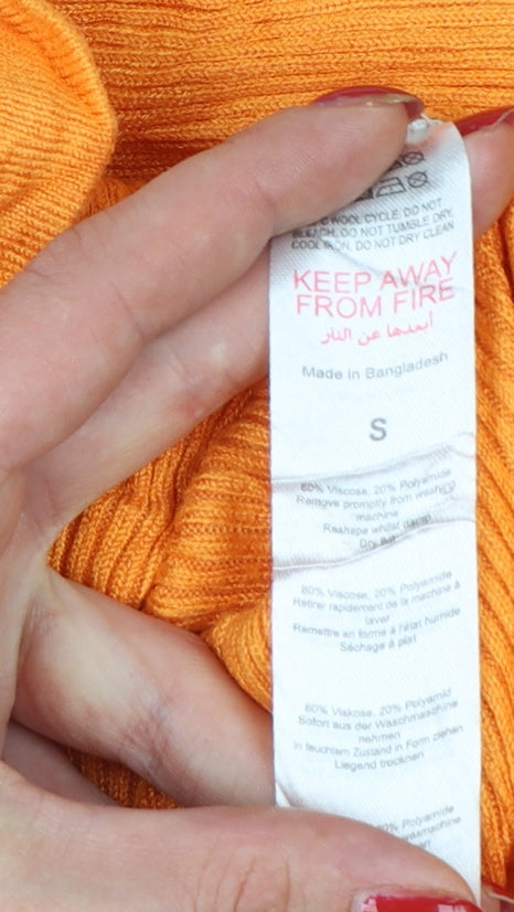 PrettyLittleThing Women Orange S Ribbed Knit Maxi Bodycon Dress