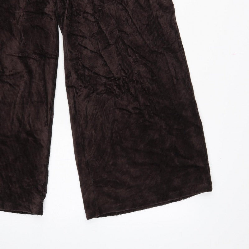 Marks & Spencer Women Brown UK 12 Wide Leg Corduroy Trousers