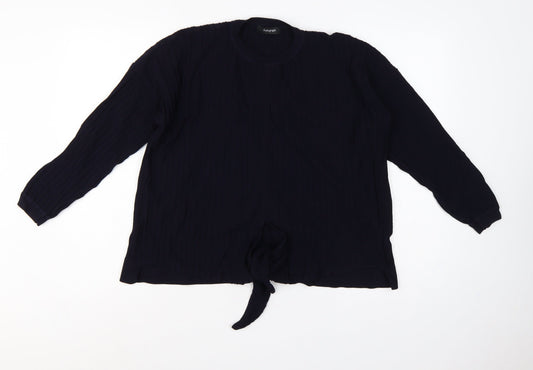 Additional front view of Autograph Women’s Navy UK 12 Rib Knit Tie Hem jumper