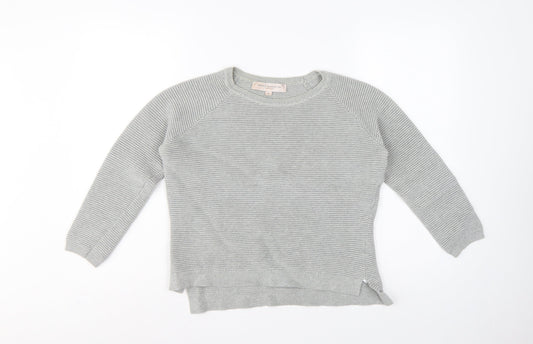 French Connection Women’s Grey XS Cotton Rib Knit Raglan Pullover Jumper