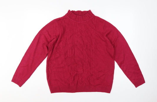 Isle Essentials Women's Red Size 20 Cable Knit Roll Neck Jumper