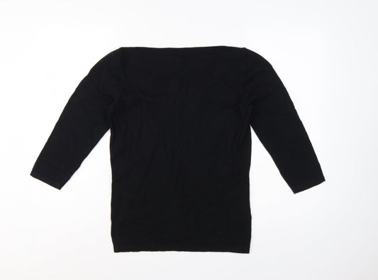 Next Women's Black UK 12 Boat Neck Long Sleeve Knit Tunic Jumper