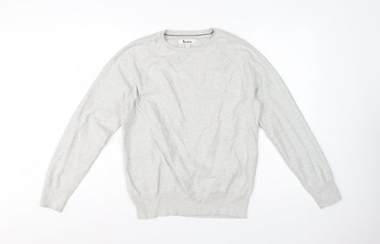 Back view of Boden Men’s Grey Crew Neck Knit jumper, size M