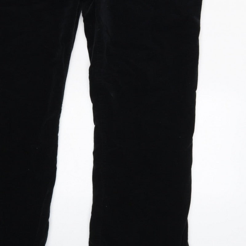 Topshop Women Black UK 14 Velvet V-Neck Backless Flared Jumpsuit