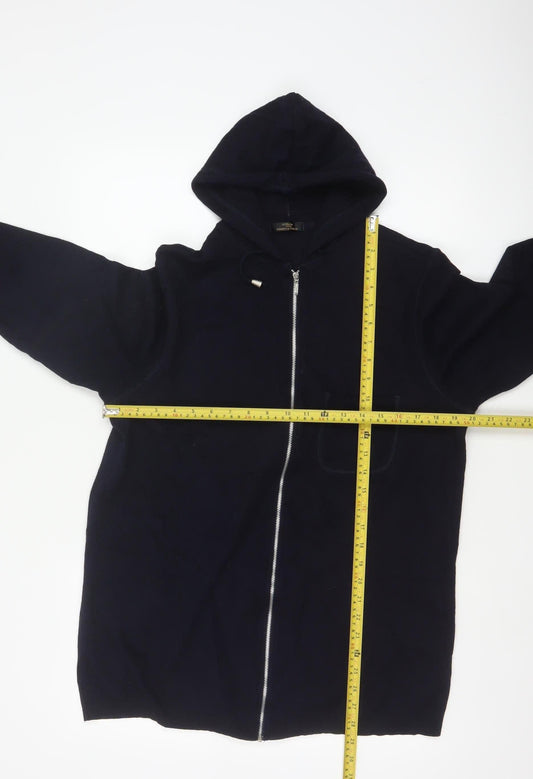 Marks & Spencer Women Navy Blue UK 16 Long Full Zip Hooded Tunic