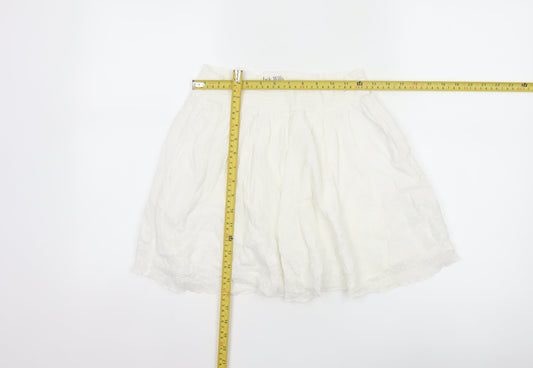 Jack Wills Women Ivory UK 10 A-Line Layered Cotton Mini Skirt