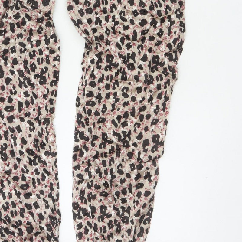 Zara Women Multicoloured XS Animal Print Jogger Trousers Elastic Waist