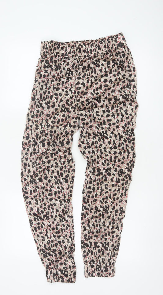 Zara Women Multicoloured XS Animal Print Jogger Trousers Elastic Waist