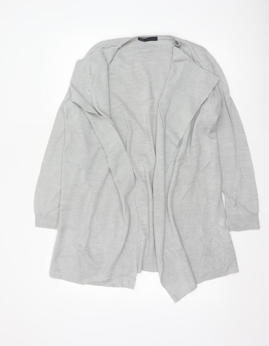 M&S Women Grey Medium Open Front Waterfall Longline Knit Cardigan