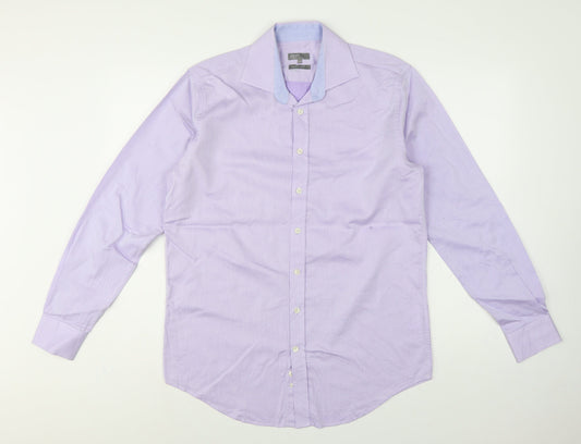 Additional front view of Jaeger Men’s Purple 15.5 Regular Fit Pure Cotton Formal Shirt