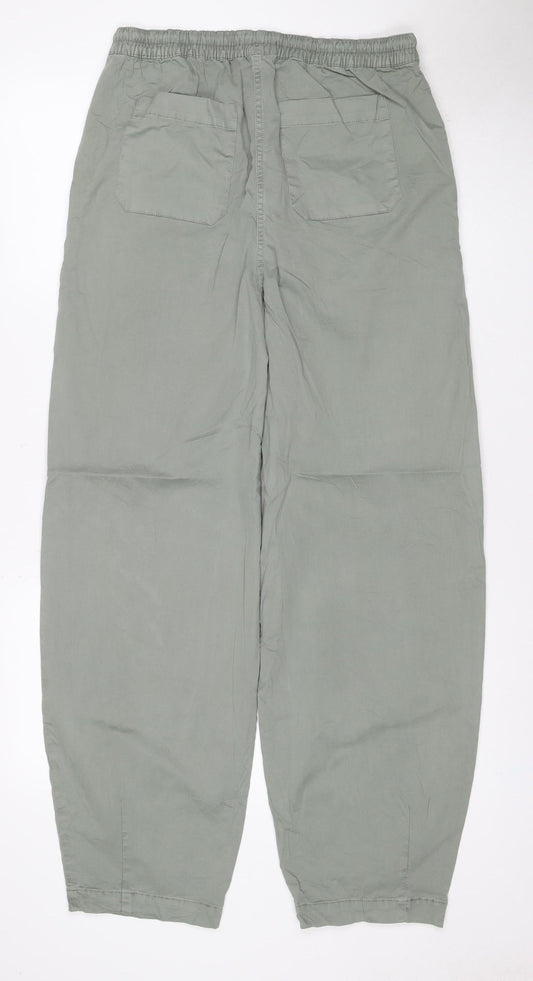 M&S Women’s Sage Green Cotton Drawstring Jogger Trousers UK 8