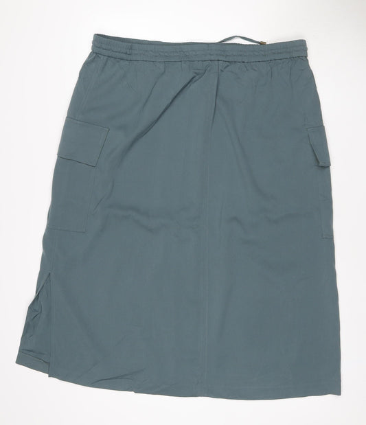 M&S Women Green UK 22 Cargo Midi Drawstring Pocket Skirt