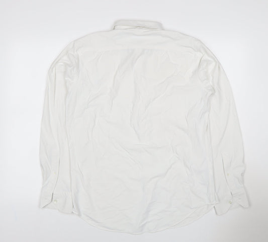 Boggi Milano Men White L BTech Stretch Long Sleeve Smart Shirt