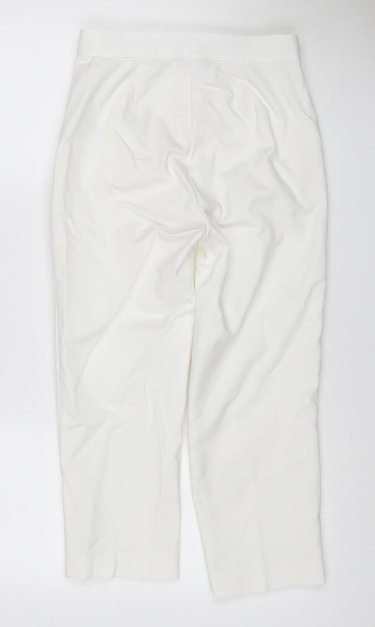 Marks and Spencer Women Ivory Size 8 Regular Straight Stretch Trousers