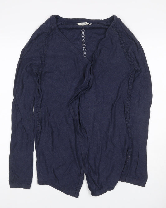 FatFace Women’s Blue Size 12 Open Knit V-Neck Long Sleeve Cardigan