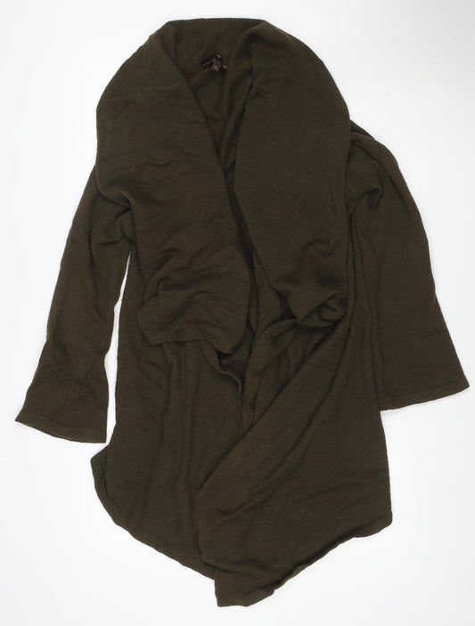 Fenn Wright Manson Women Brown UK 16 Wrap V-Neck Cotton Knit Cardigan