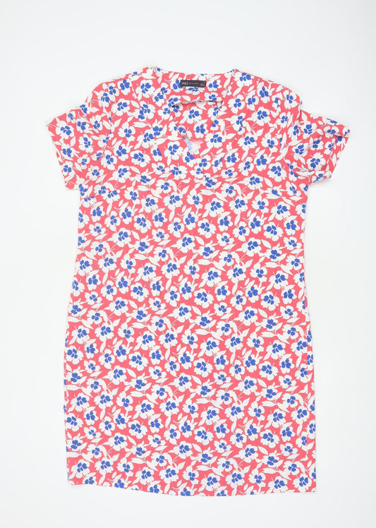 Marks and Spencer Women Red Floral Shift Dress UK 14 Short Sleeve