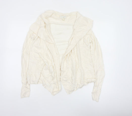 The White Company Women Ivory UK 12 Open Waterfall Knit Cardigan