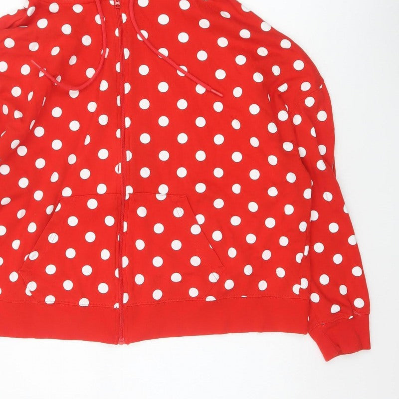 Disney Women’s Red L Full Zip Minnie Style Polka Dot Hoodie