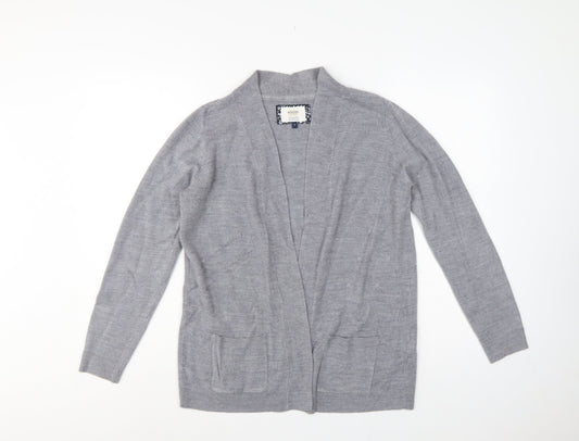 Maine New England Women Grey Size 12 Open Long Sleeve Cardigan Pockets
